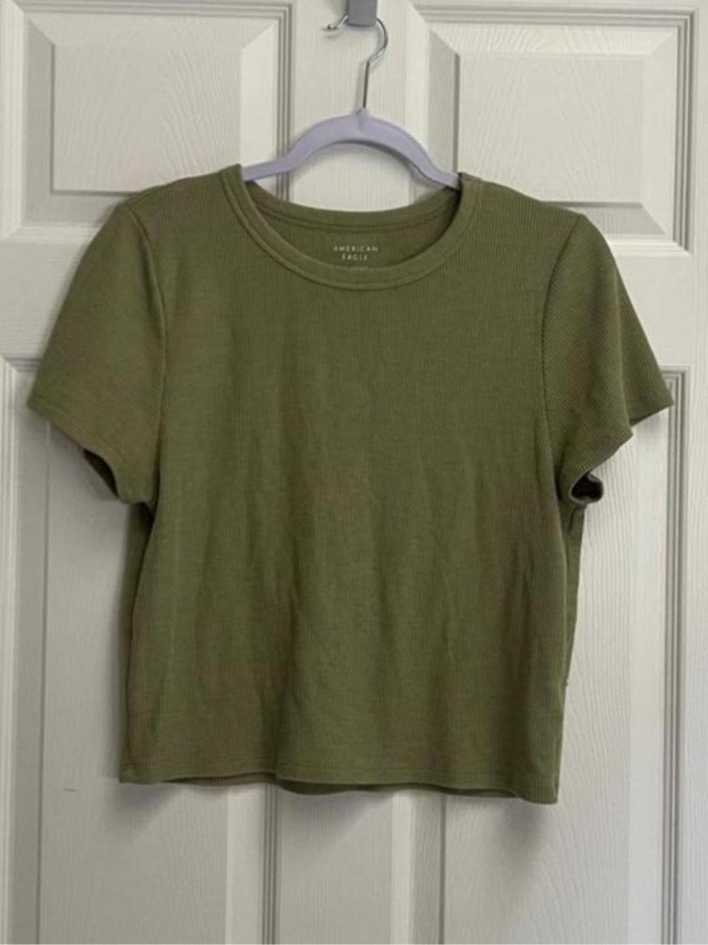 American Eagle olive green perfect length waffle tee